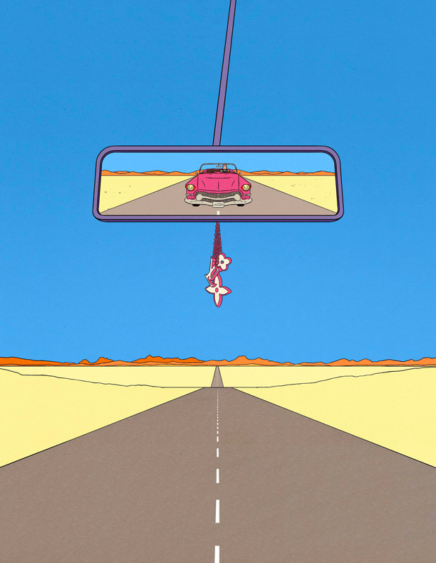 Jewelry on the rearview mirror 