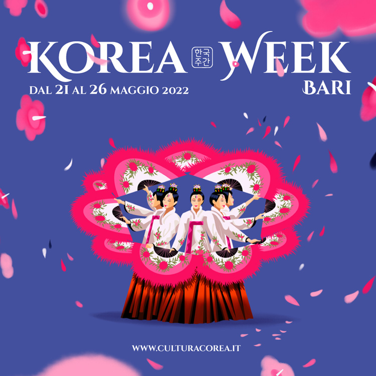 poster with korean women and flowers