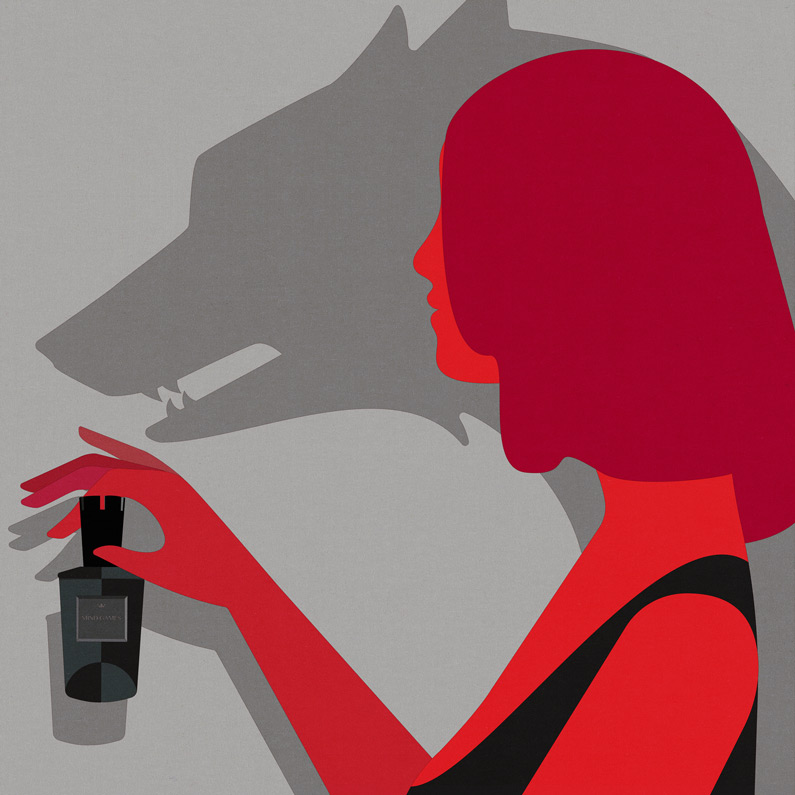 woman in front of wolf shadow 