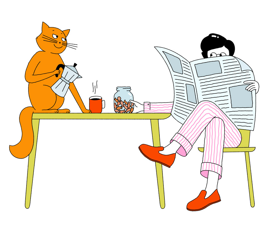 cat serving coffee