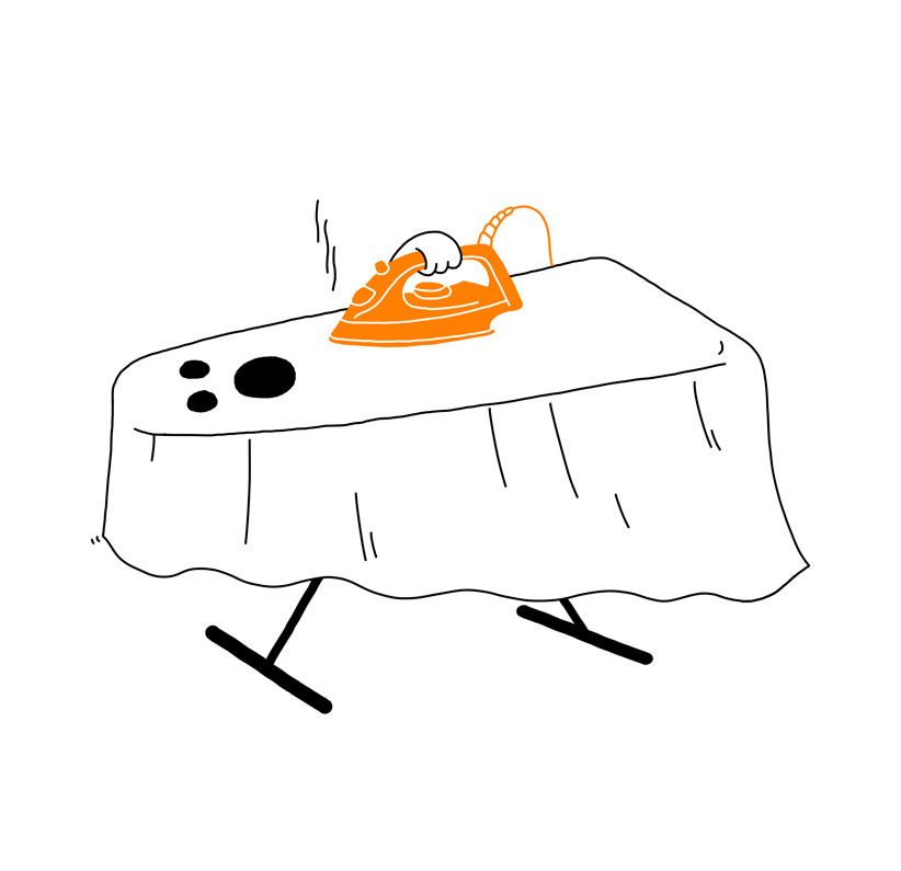 a ghost ironing his sheet