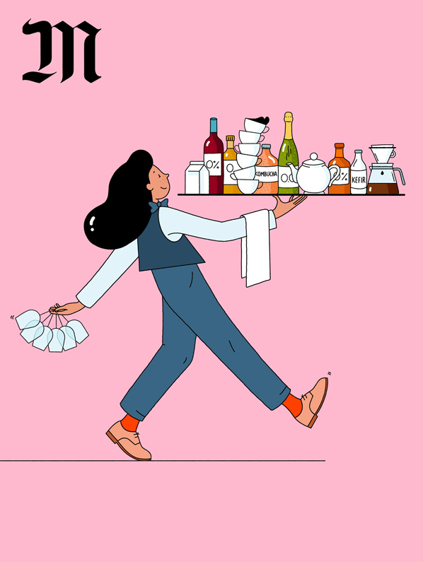 waitress carrying dishes 