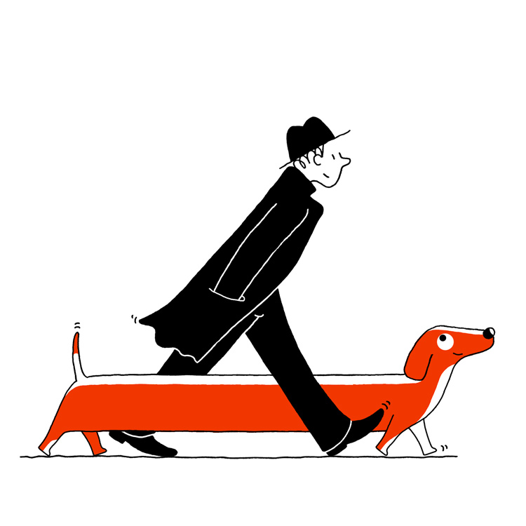man walking with a long dog