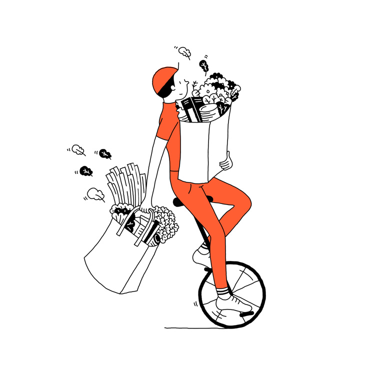 man on a bike delivering food 