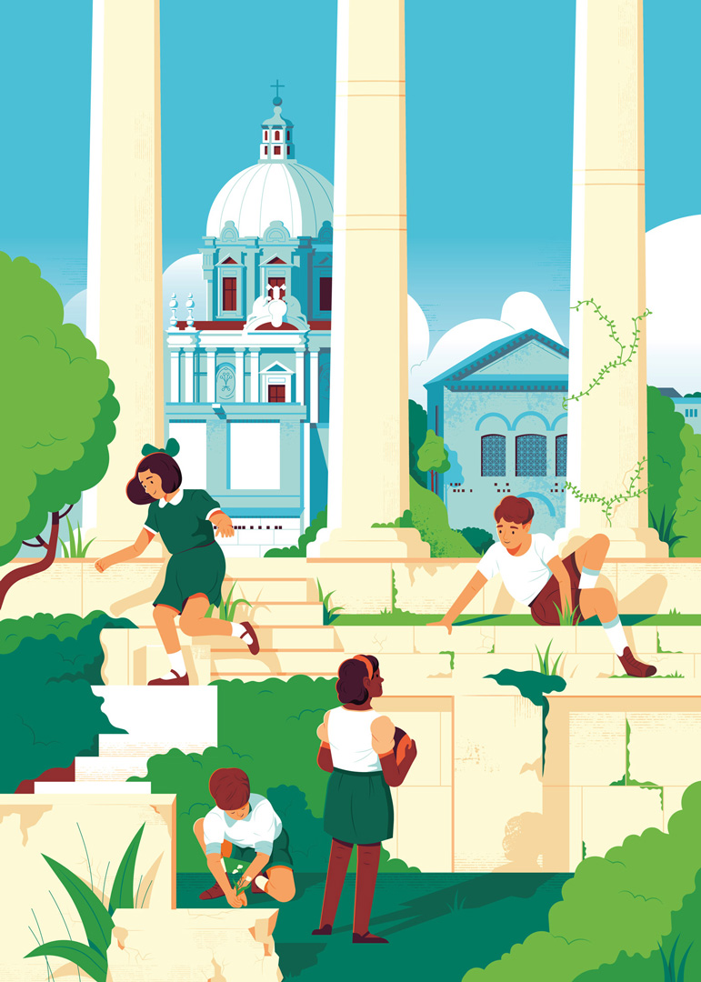 children playing in Rome