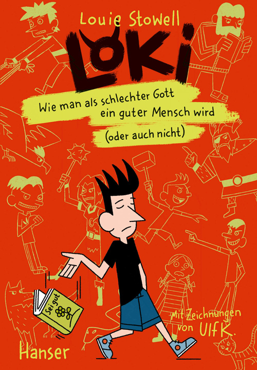 red book cover with a boy throwing a book away 