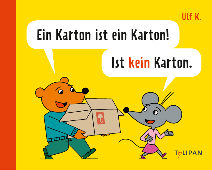 cover page illustration with a bear wearing a box and a mouse 
