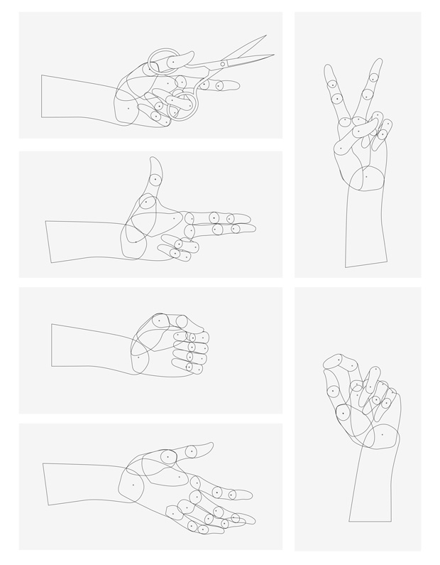 6 hands line art