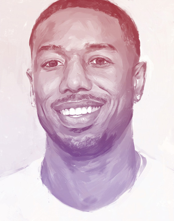 Portrait painting of Michael B. Jordan