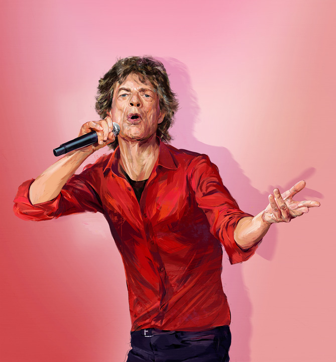 Portrait painting of Mick Jagger