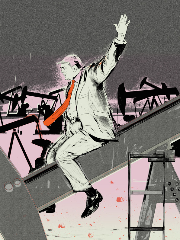 Donald Trump on a pump jack