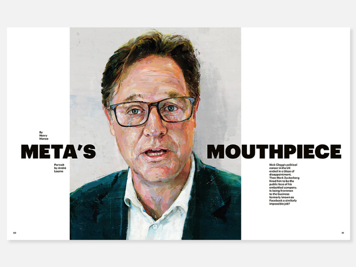 magazine layout with the portrait of Nick Clegg 