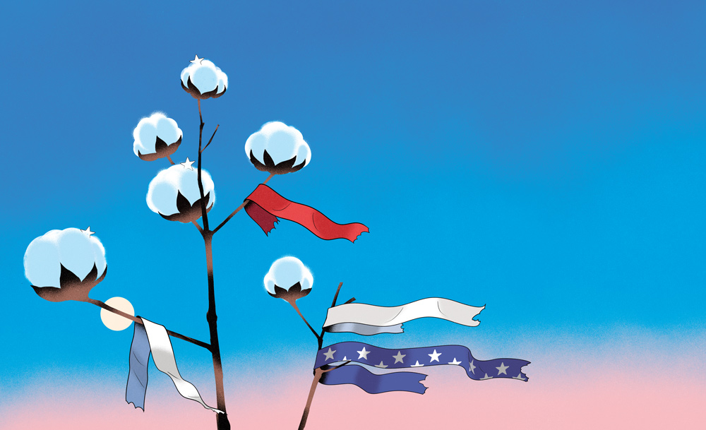 U.S. flag on cotton 