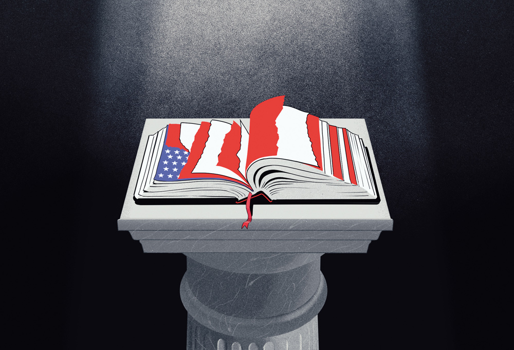 open book with US colors 