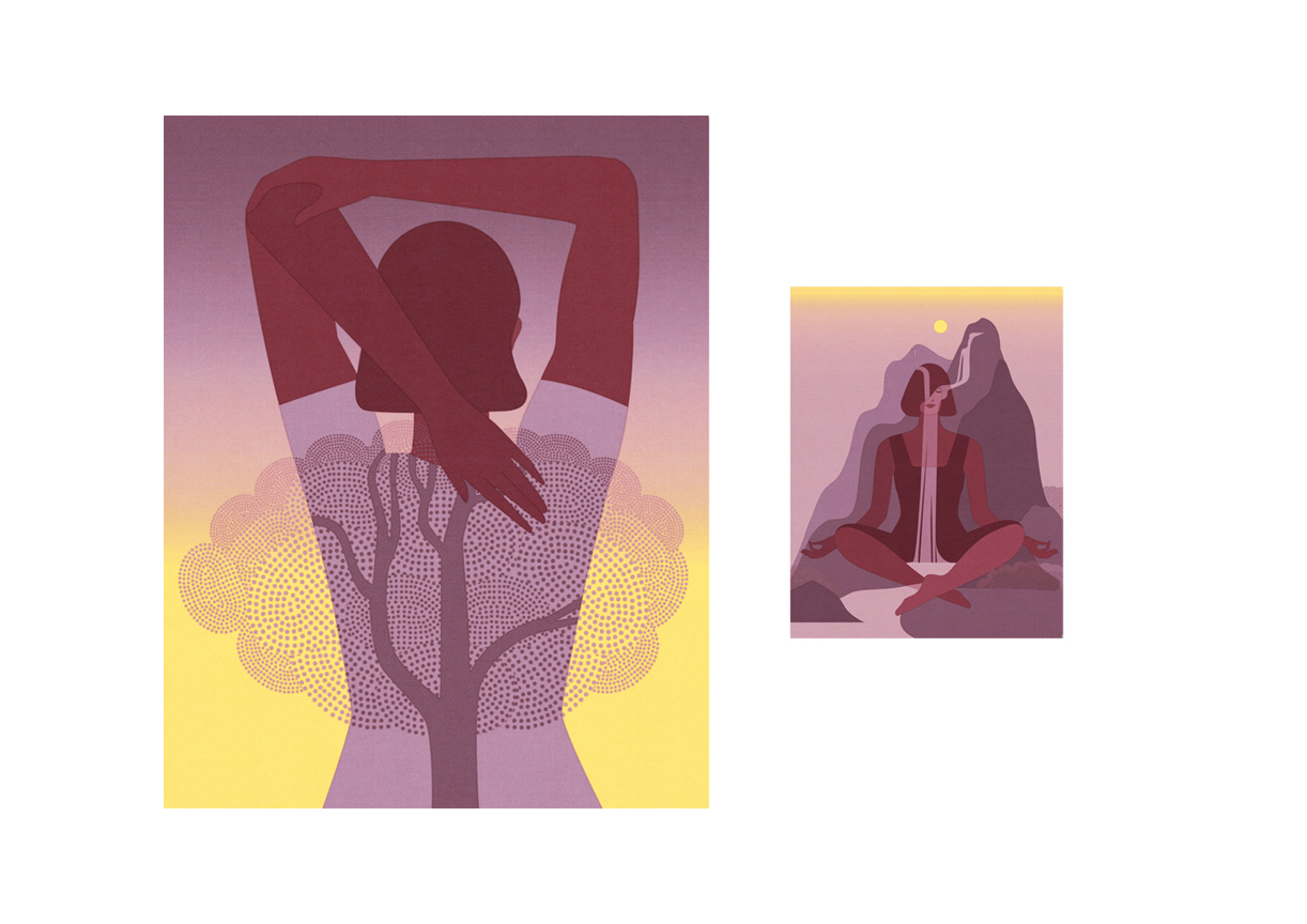 woman doing back exercises in nature