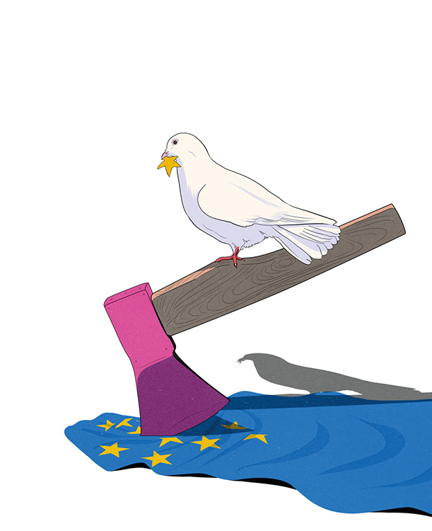 dove with a star on the flag of Europe