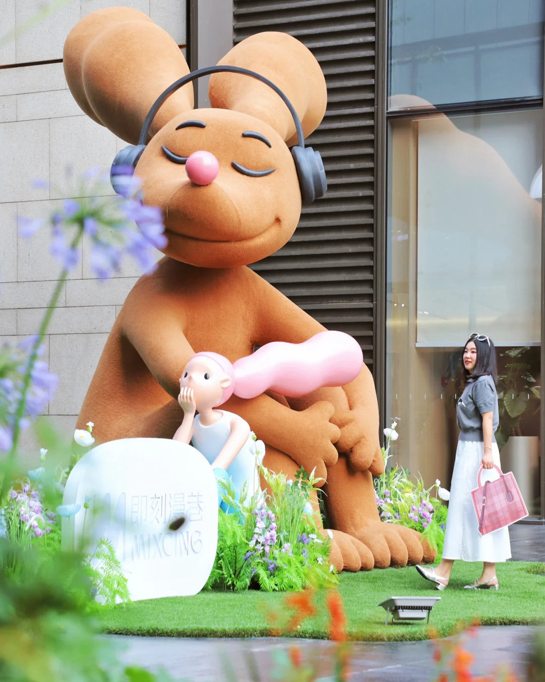 large-scale hare wears headphones 