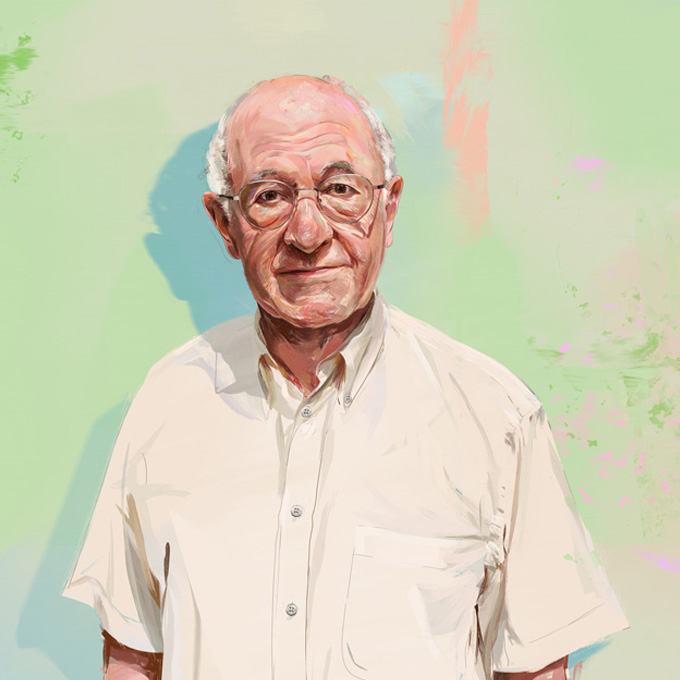 portrait painting of Remi Brague 