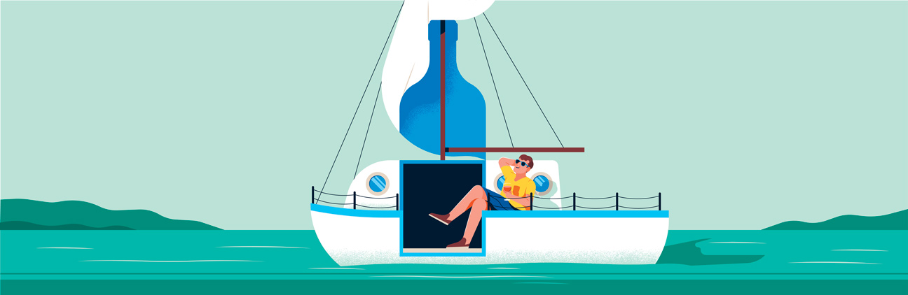 man relaxing on a sailboat 
