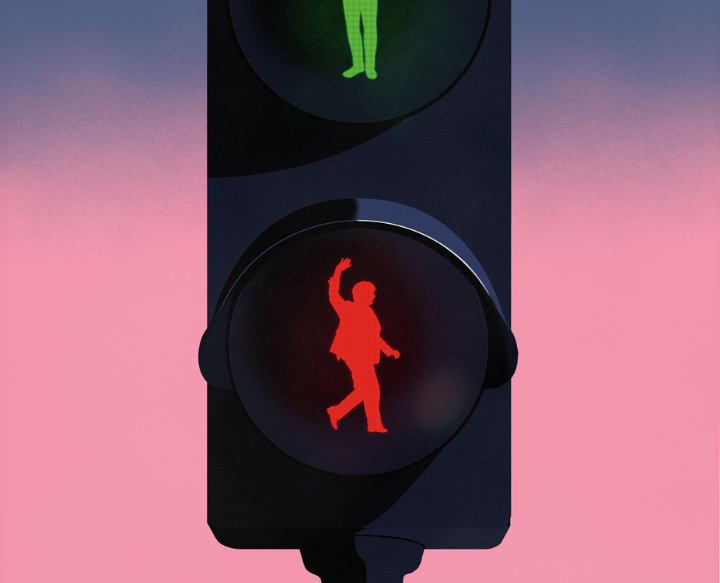 illustration of a traffic light with people
