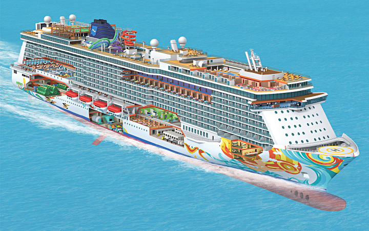 cross section of the cruise ship Getaway