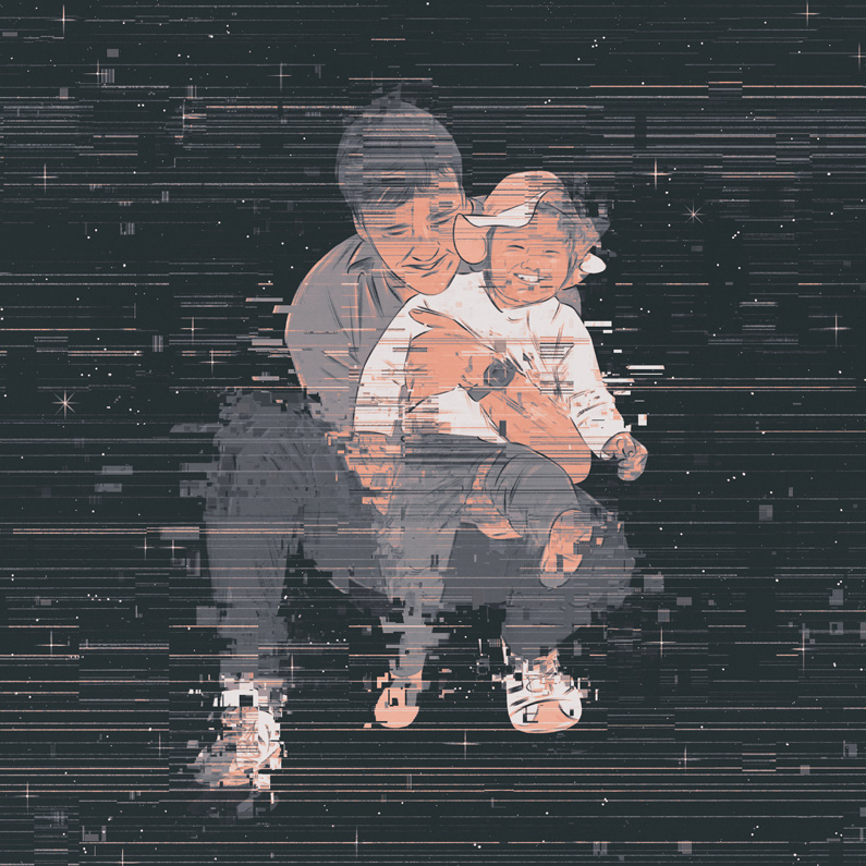 fragmented image of fahter and child